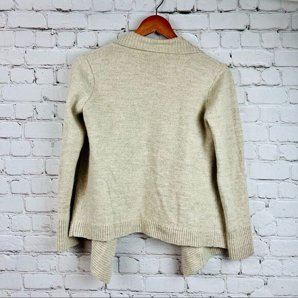 Eileen Fisher Italian Yarn Alpaca Wool Blend Khaki Open Knit Cardigan XS - Picture 6 of 8
